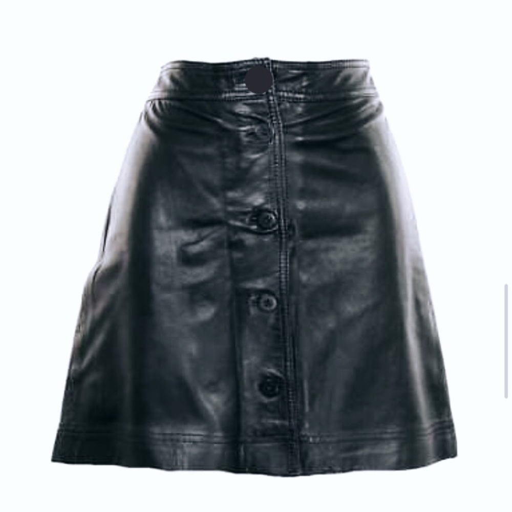 Madewell Button Front Leather Skirt